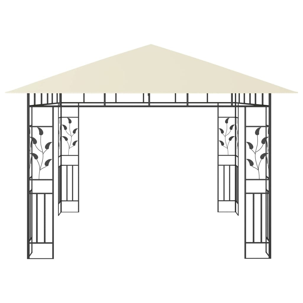 VidaXL Gazebo with Mosquito Net&LED String Lights 3x3x2.73 m Cream