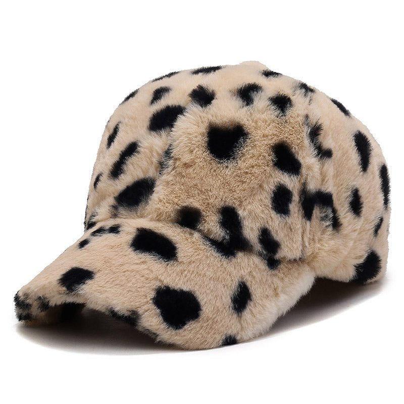 Fashion Leopard Fleece Baseball All-Matching Peaked Cap
