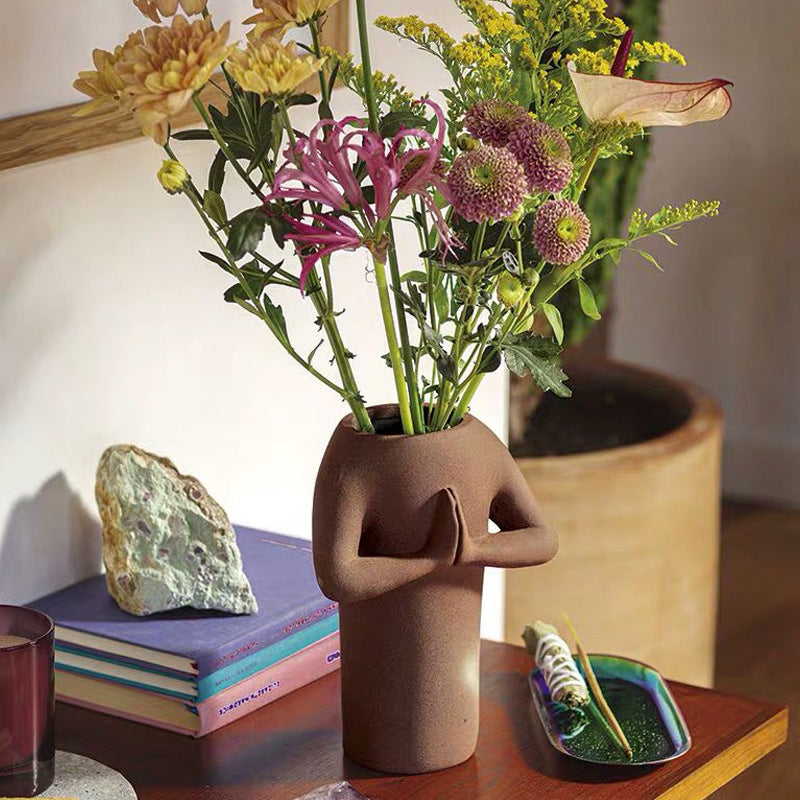 Zen-Like Two-handed Ceramic Vase Pot Flower Arrangement Ornaments