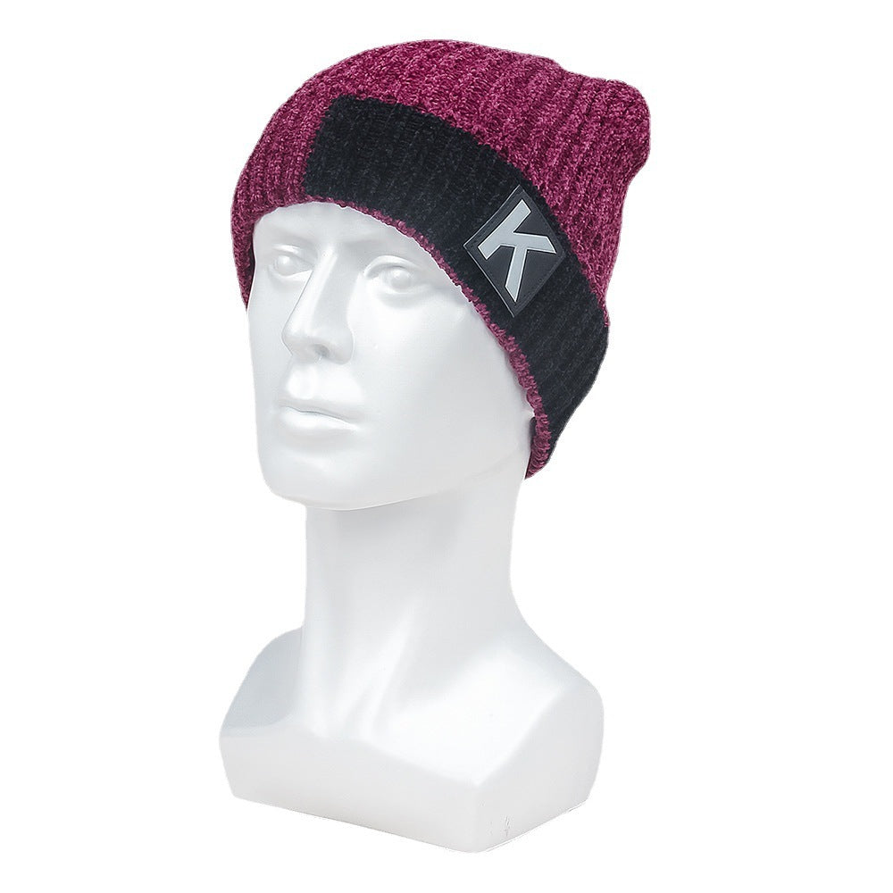 Korean Men's Outdoor Vintage Letter K Knitted Fashion Warm Hat