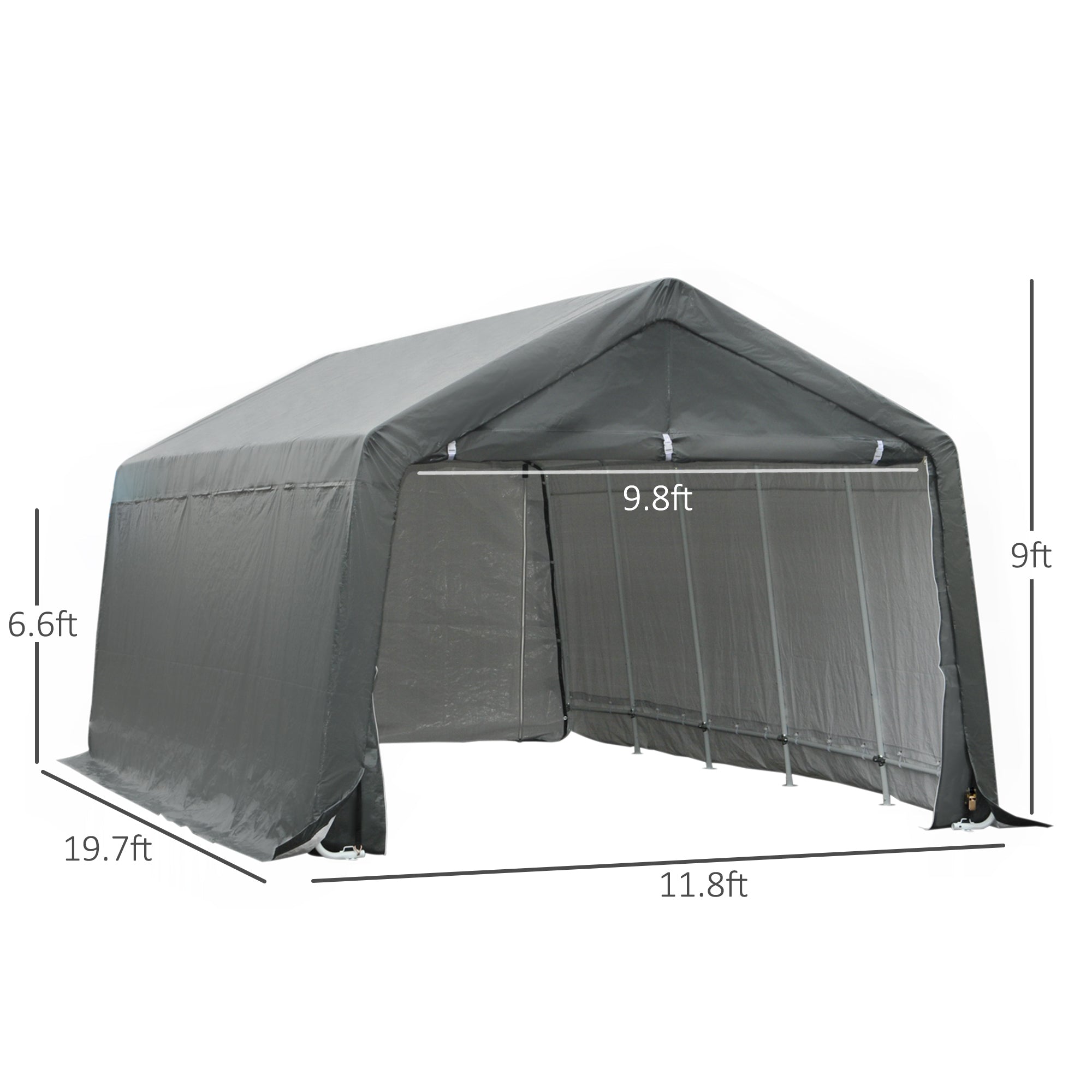 20' x 12' Heavy Duty Outdoor Temporary Carport Canopy Tent - Gray
