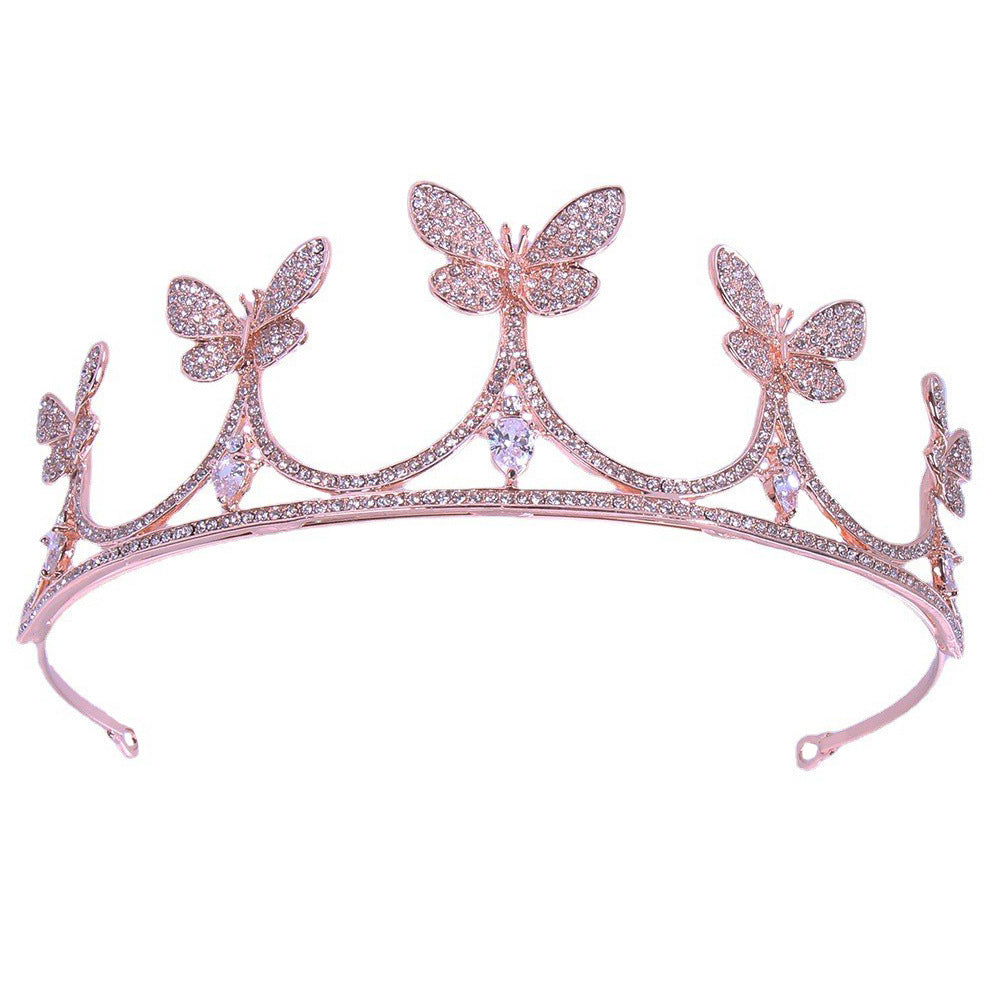 Butterfly Bride Zircon Alloy Crown Tiara Wedding Party Tiara