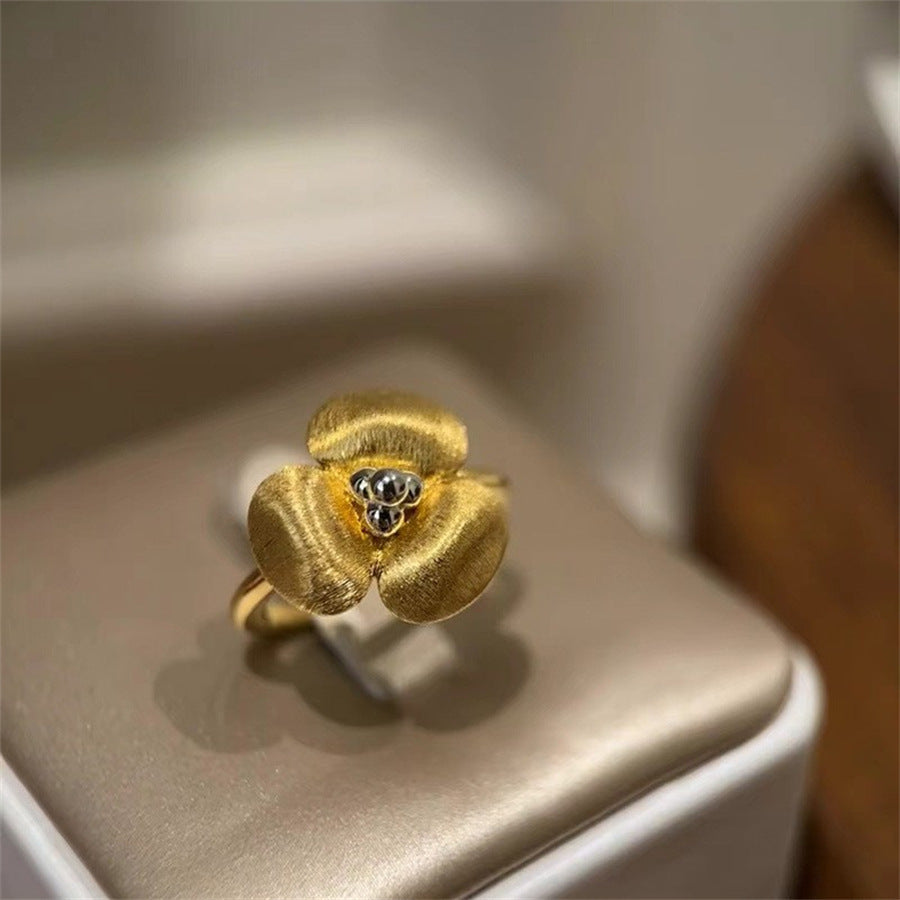Antique Zircon Brushed Ring Female Retro Minority