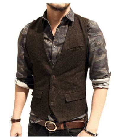 New Men's Groom Slim Casual Suit Vest