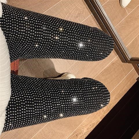 Heavy-Duty Hot Rhinestones Sparkling Slim Leggings