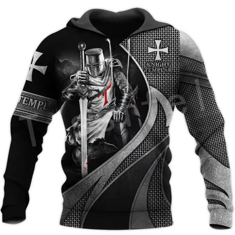 3D Digital Print Hooded Pullover Sweatshirt