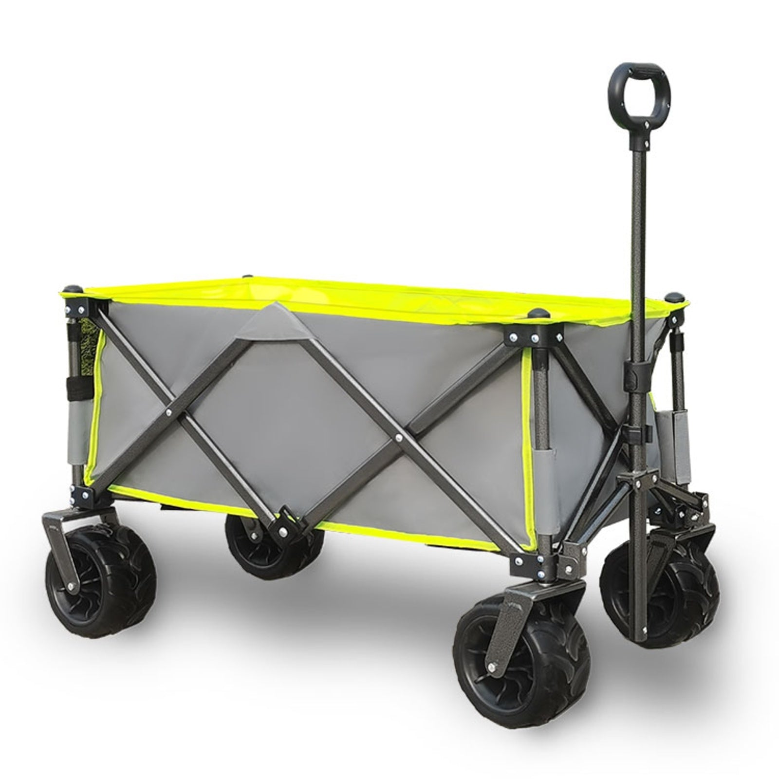 Heavy Duty Folding Beach Wagon Cart With Big Wheels & Adjustable Handle