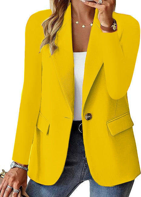 Fashion Casual Women Blazer Long-Sleeved Solid Color Casual Cardigan Small Suit Jacket For Women Elegant Office Lady Outerwear