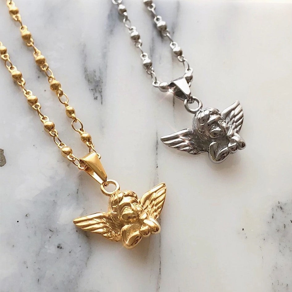 18k Genuine Gold Plated Angel Pendant Necklace
