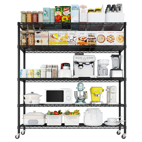 Five Layer Heavy-duty Display Rack With Rubber Wheels And Adjustable Interlayer Spacing