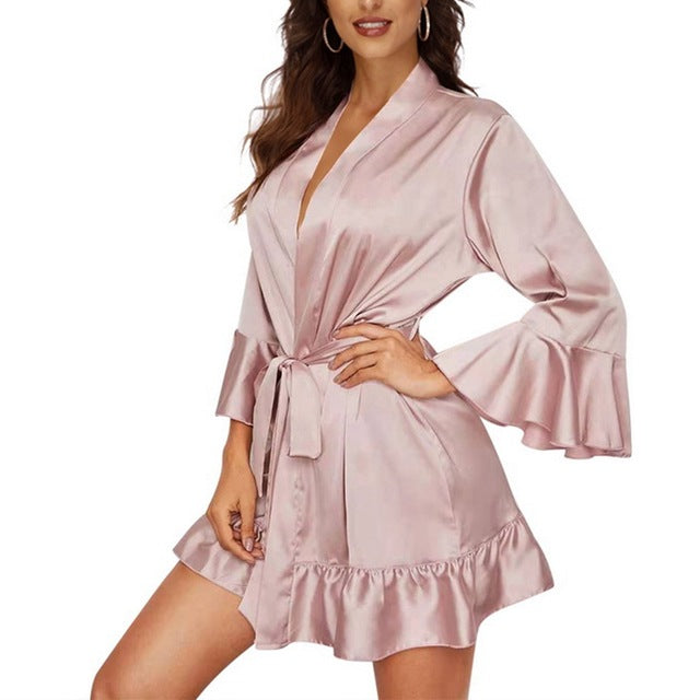 Ladies Robe Bride Bridesmaid Wedding Robe Print Sexy