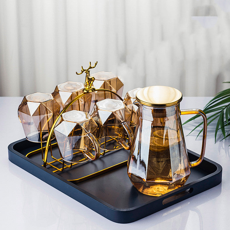 Cold Kettle Light Luxury European Style Cold Water Cup Household High Temperature Glass Kettle Large Capacity Water Cup Set Tea Cup
