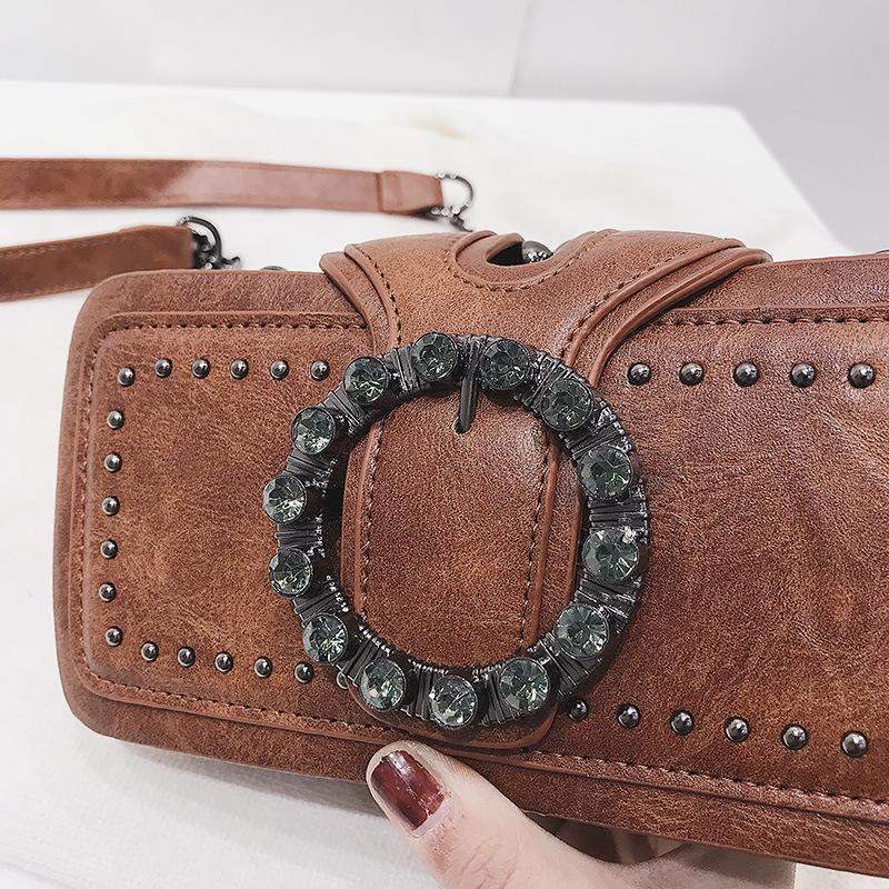 Retro Diamond-Studded Small Square Bag Korean Messenger Bag