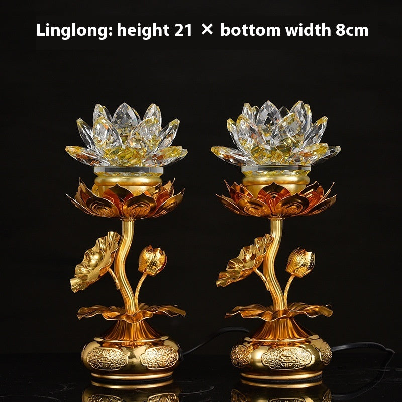 Colorful Crystal Lotus Buddha Hand Plug-in Buddha Worshiping Lamp