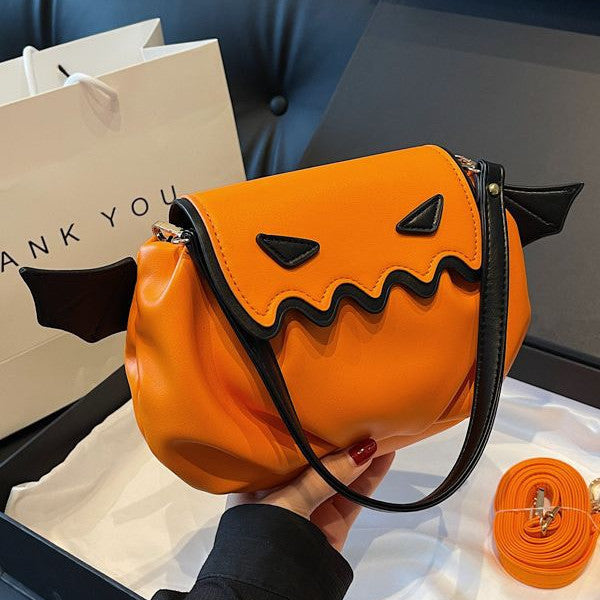 Funny Crossbody Bag Pumpkin Cartoon Shoulder Bags With Small Wings Personalized Creative Female Handbag