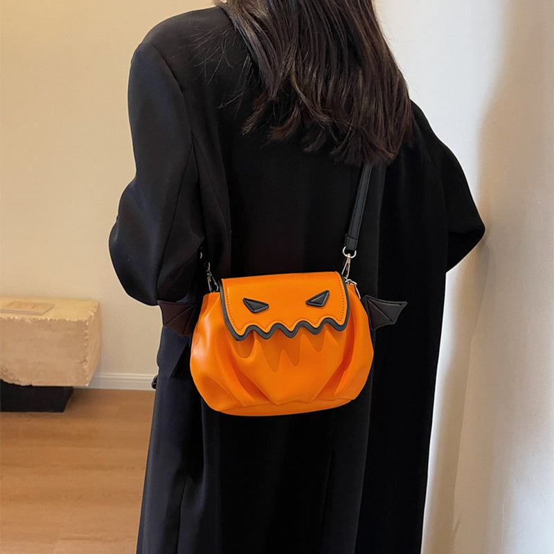 Funny Crossbody Bag Pumpkin Cartoon Shoulder Bags With Small Wings Personalized Creative Female Handbag