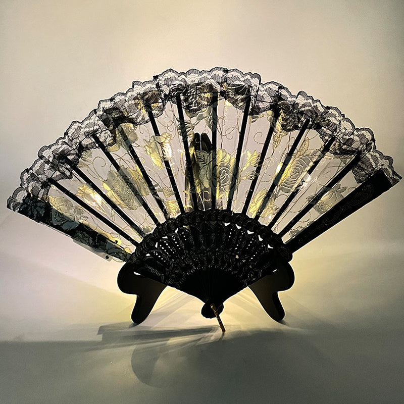 Rose Lace LED Luminous Folding Fan