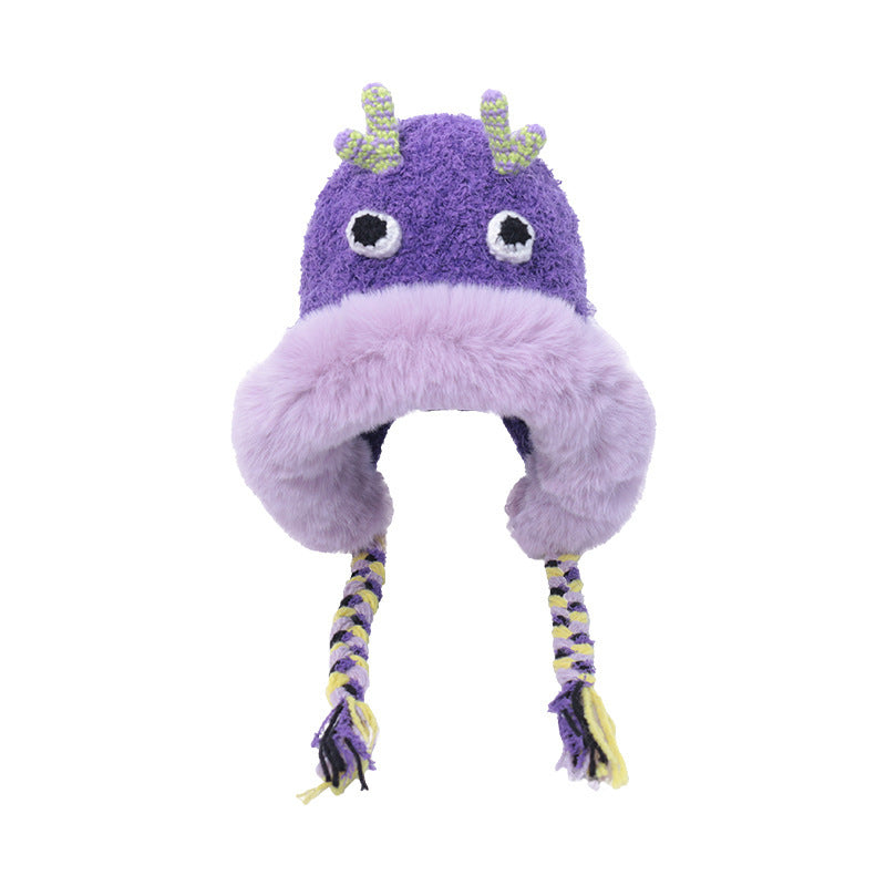 Cartoon Cute Monster Hat Casual Versatile Plush Bonnet