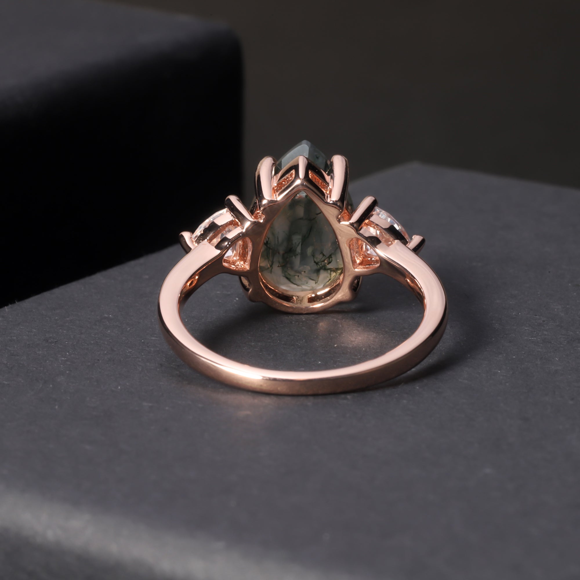 S925 Sterling Silver Water Plants Agate Ring