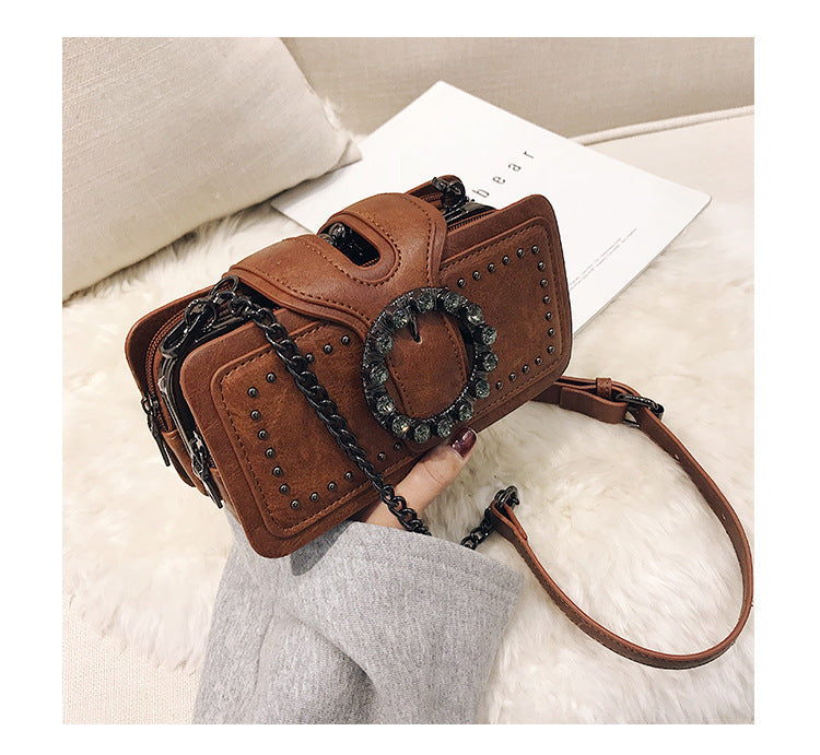 Retro Diamond-Studded Small Square Bag Korean Messenger Bag