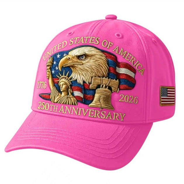 Embroidered American Eagle Head Baseball Cap - America 250th Anniversary Commemorative Design - Cotton Blend Adjustable Snapback Hat For Men And Women