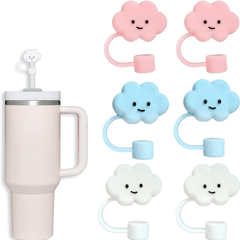 Colorful Cloud-Shaped Straw Cover Soft Rubber Plug Cap