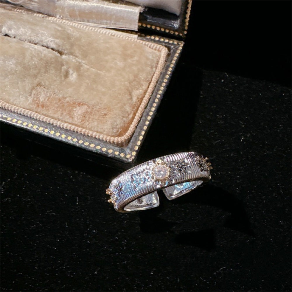Antique Zircon Brushed Ring Female Retro Minority