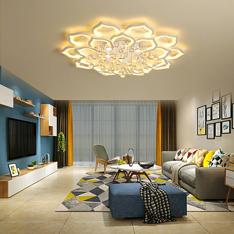 Living Room Lamp Simple Modern Led Creative Petal Crystal Hall