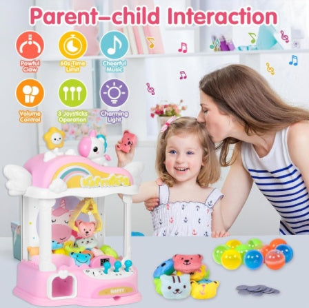 Girl's Mini Claw Machine, 40.64cm Unicorn Toy Suitable For Children Aged 6-8, Arcade Game Toy Vending Machine, With LED Lights And Adjustable Sound Gift