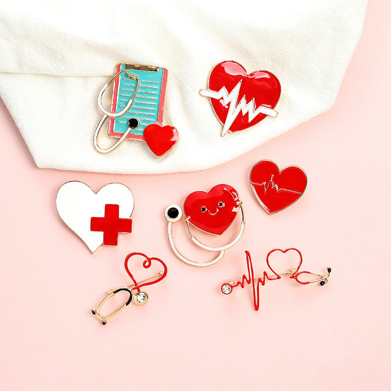 New Cartoon Creative Cartoon Heartbeat Shape Accessories Brooch