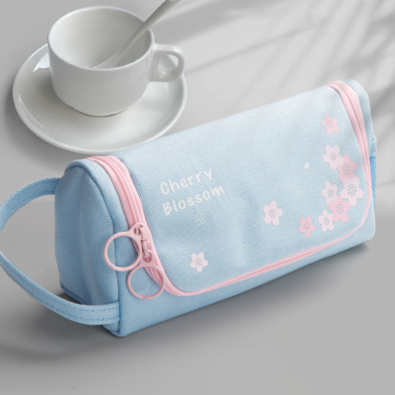 Student Pen Bag Korean Version Large Capacity Lovely Canvas Pen Bag
