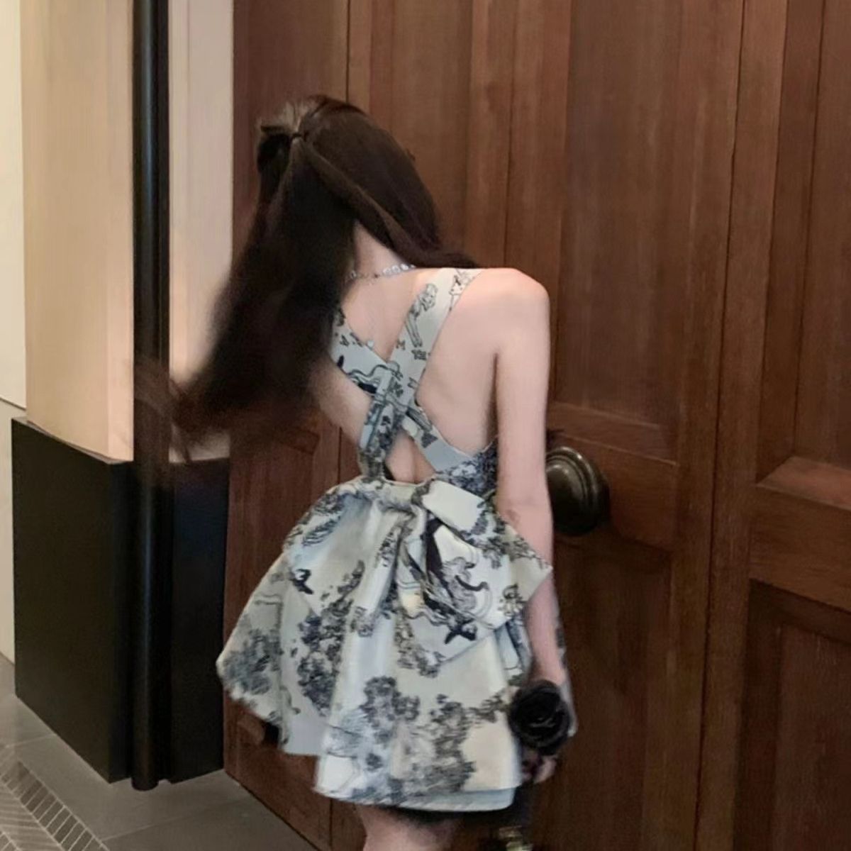 Light Gray Backless Spaghetti Strap Dress