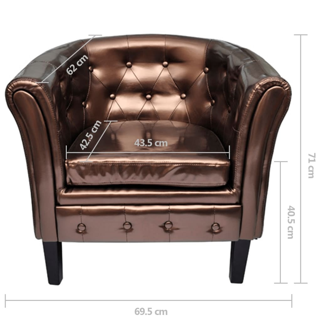 VidaXL Tub Chair Brown Faux Leather