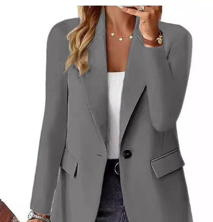 Ins Lapel Button Jacket Fashion Commuter Casual Suit Jacket Women's Long-Sleeved Tops Outwear Clothing
