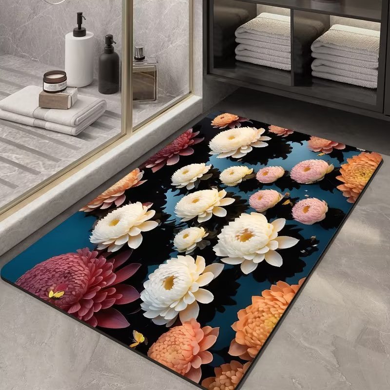 Soft Diatom Ooze Floor Bathroom Absorbent Bathroom Step Mat Quick-Drying Non-Slip Toilet Door Mat