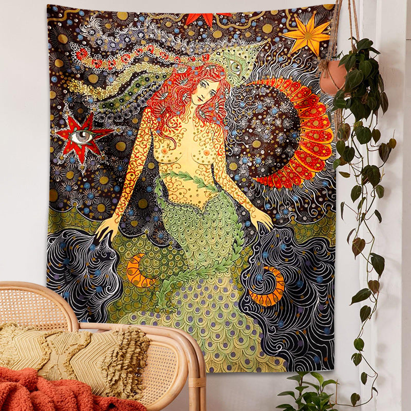 Botanical Celestial Floral Tapestry Hippie Eye Wall Rug