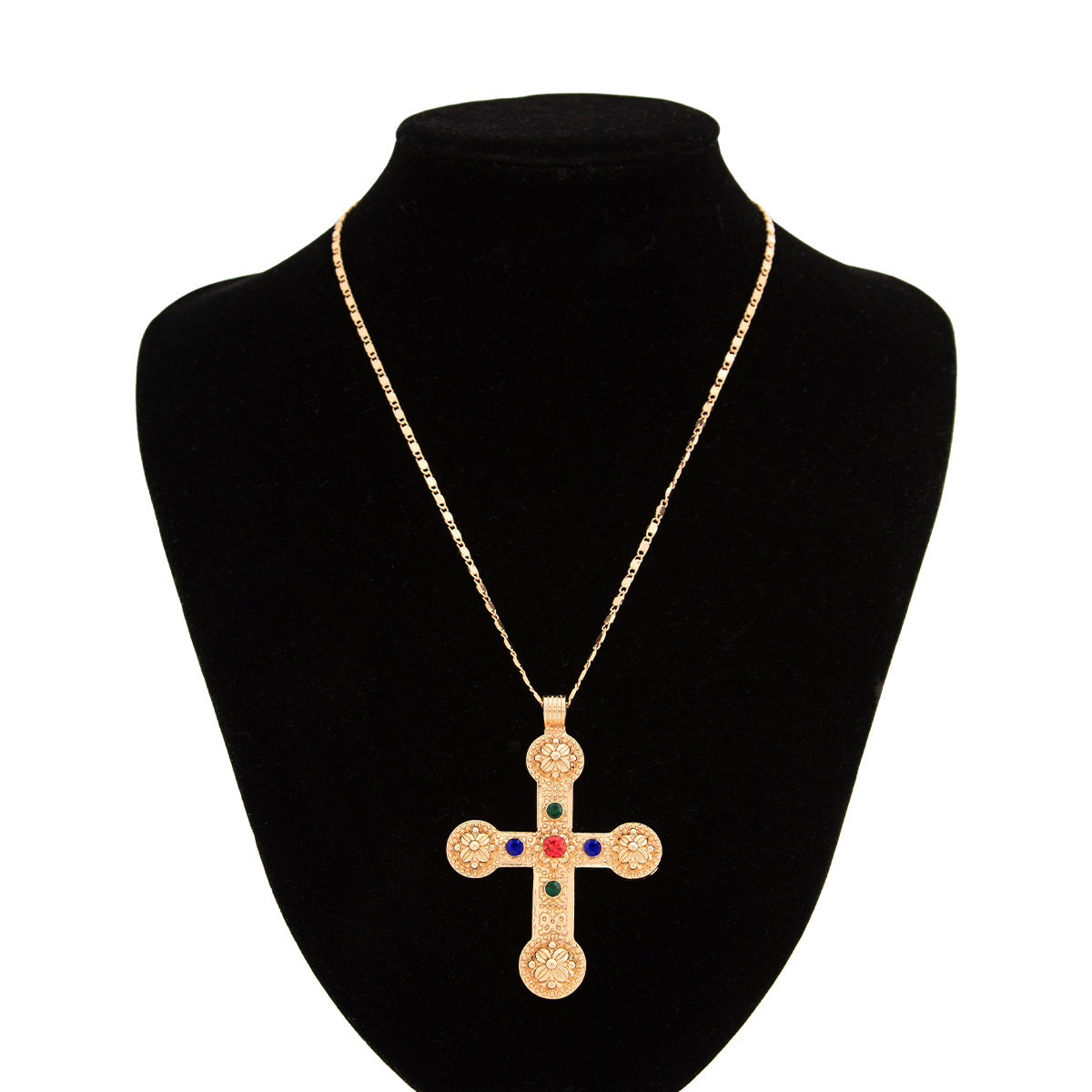 Hip Hop Niche Exaggerated Diamond Studded Cross Necklace