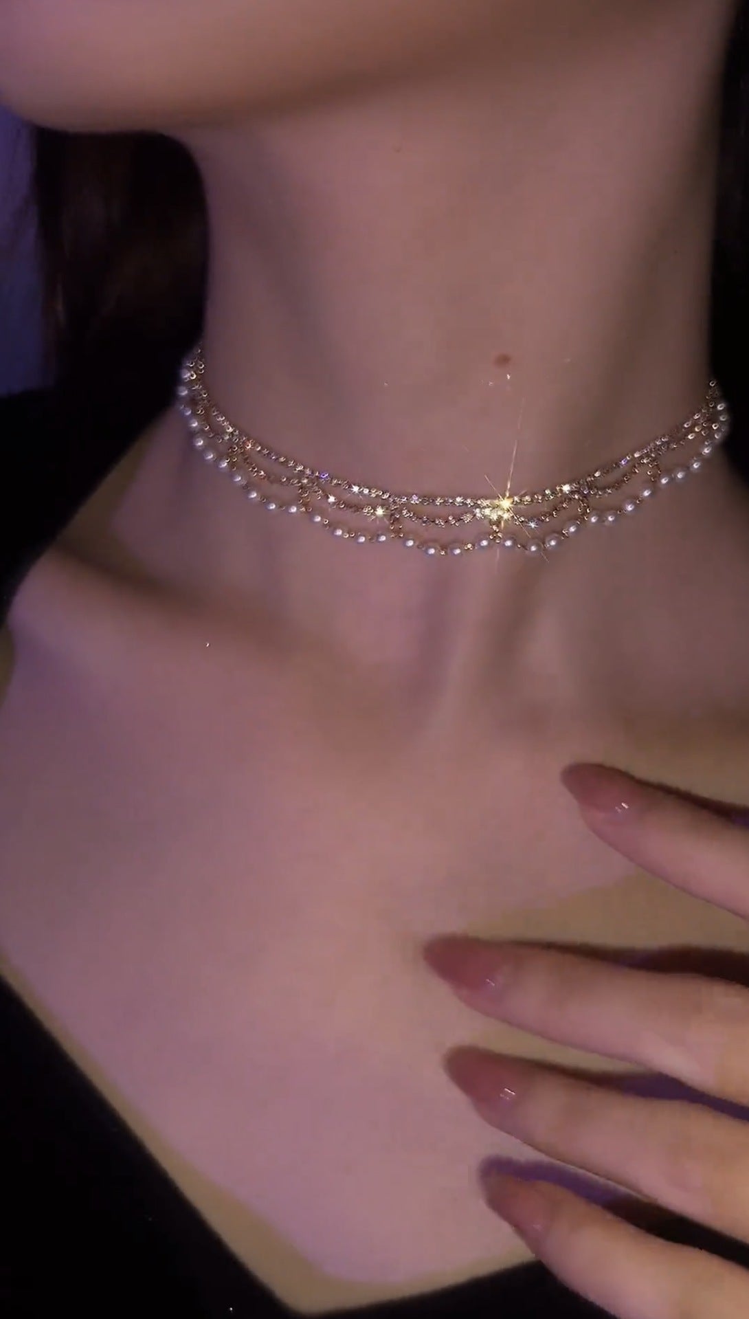Pearl Chain Necklace Collarbone Chain Choker