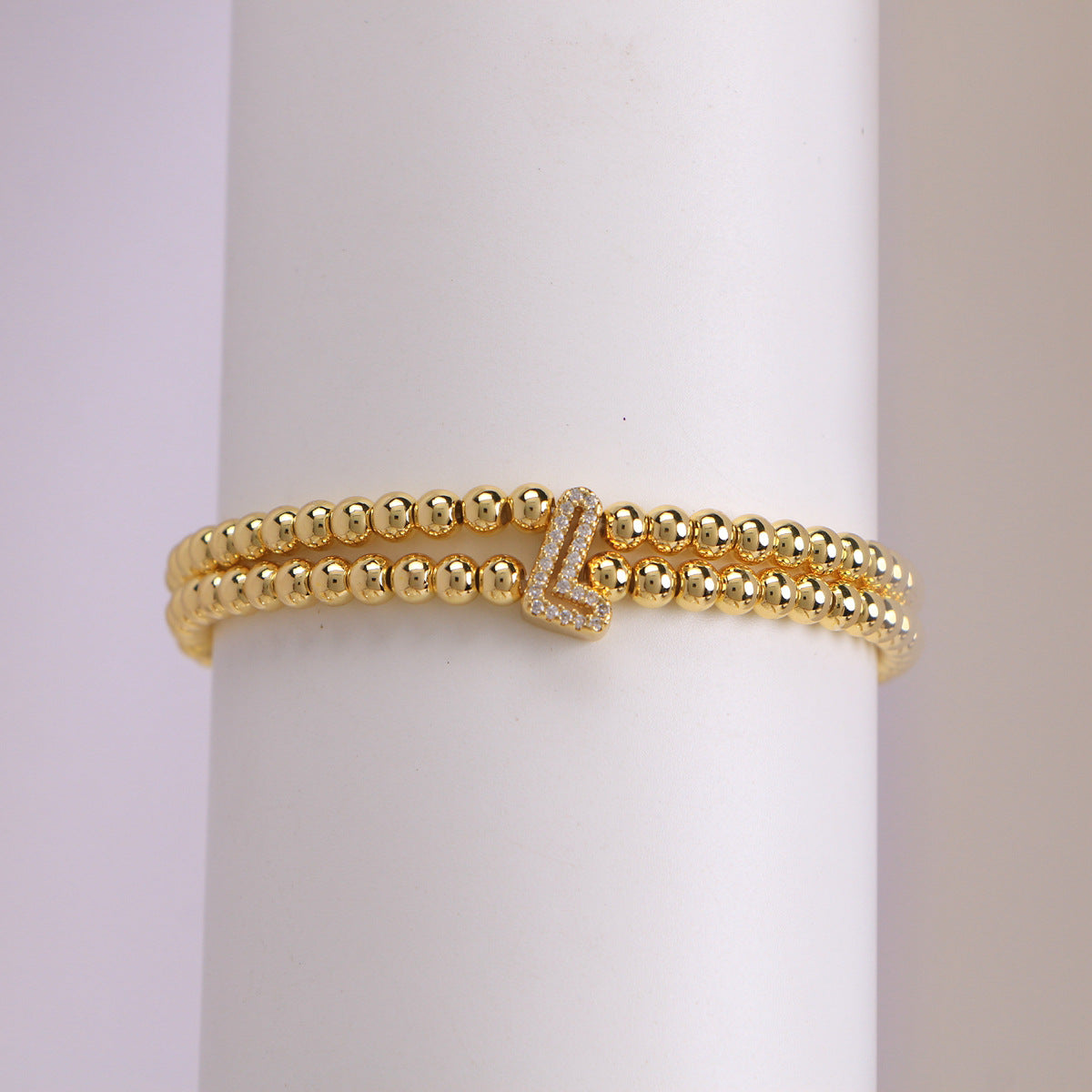 Copper-Plated 18k Gold Zircon Bead Bracelet