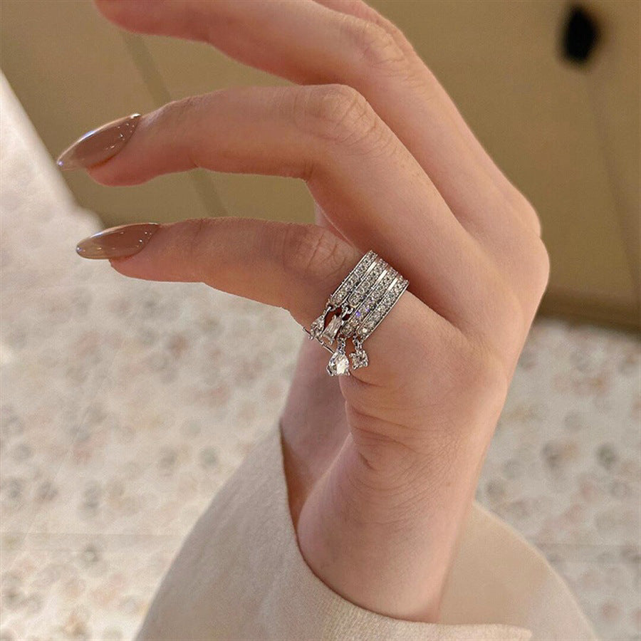 Antique Zircon Brushed Ring Female Retro Minority