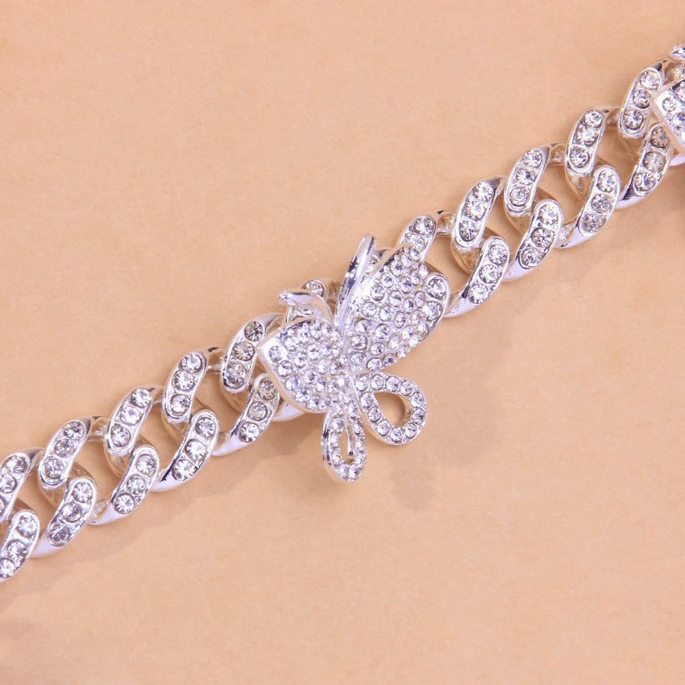 Ins Style Hip Hop Cuban Butterfly Anklet