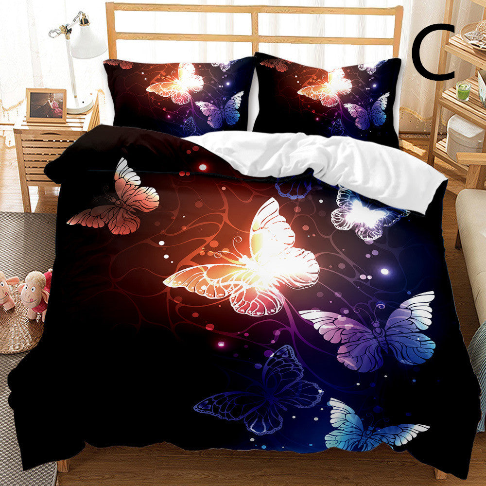 Butterfly Series Three-piece Bedding Quilt Cover Set