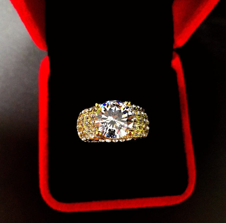 Luxurious Gold Micro Set Diamond Round Carat Ring