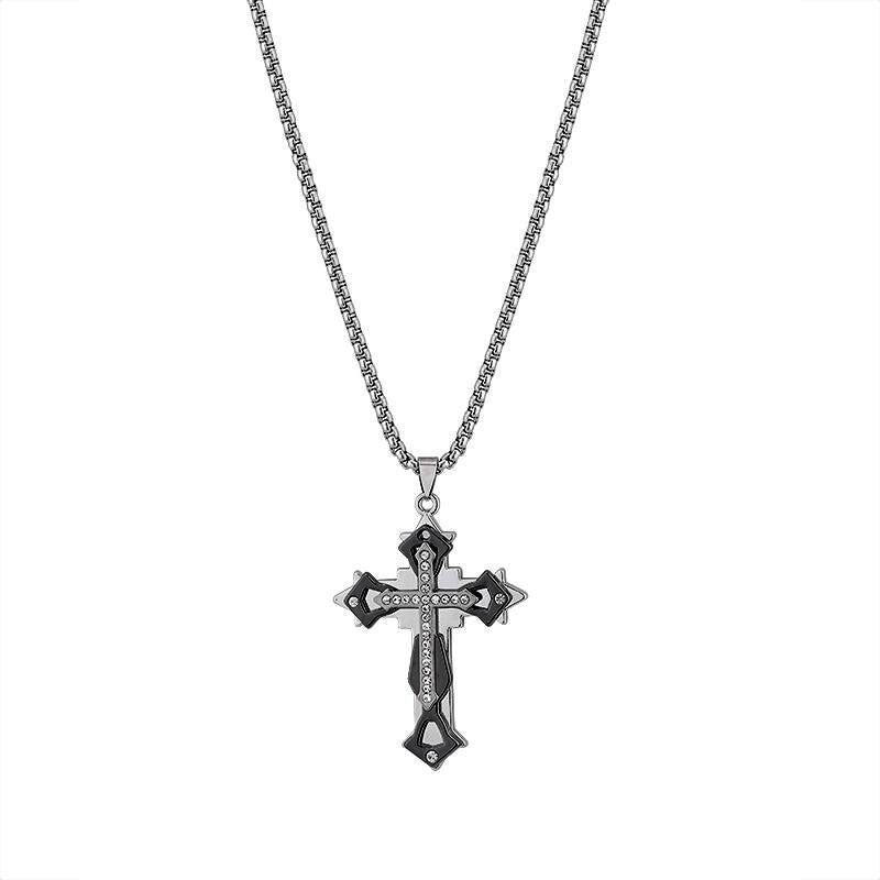 Diamond Cross Titanium Steel Necklace Male Personality
