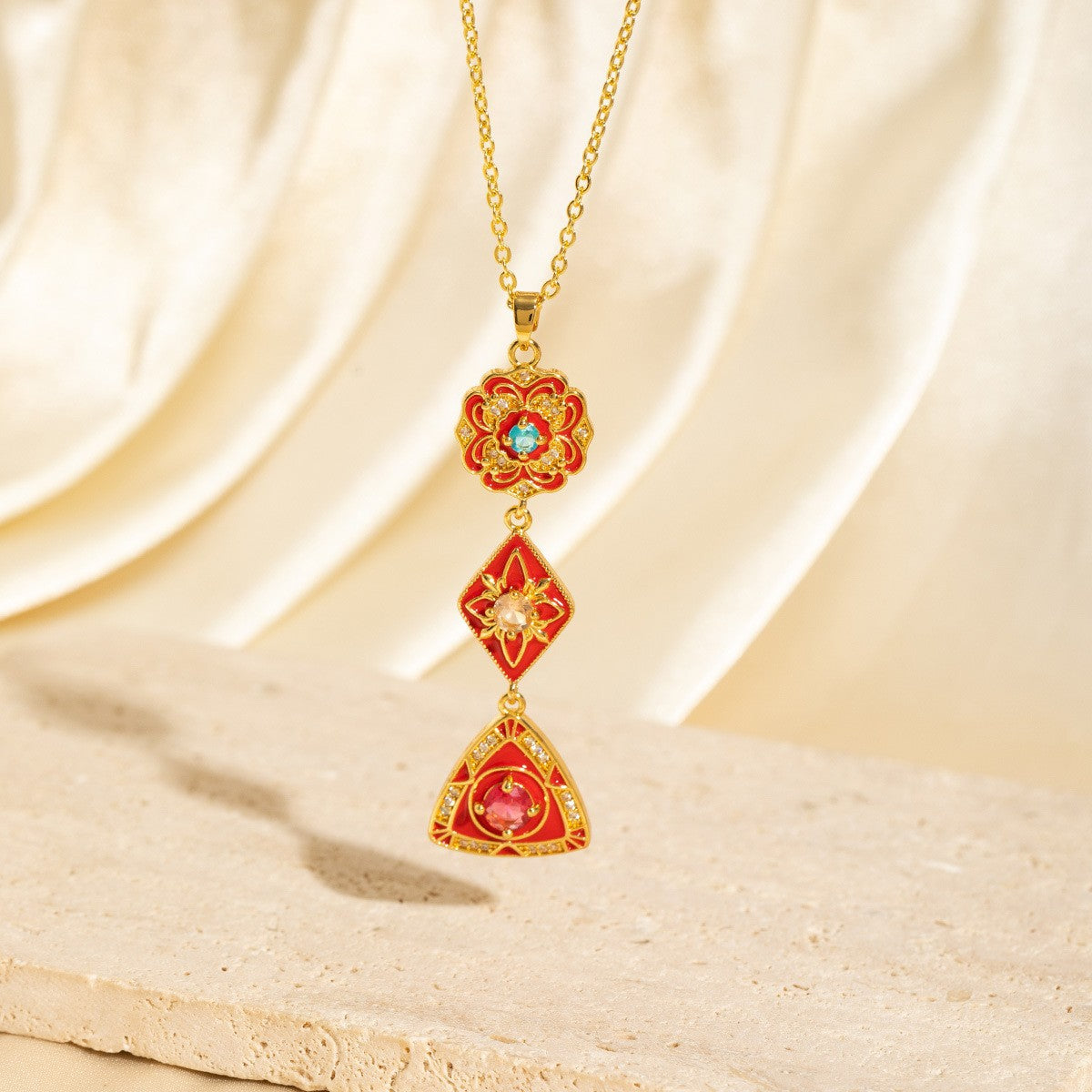 Exquisite Long Necklace With Colorful Zirconia And Elegant Tassels