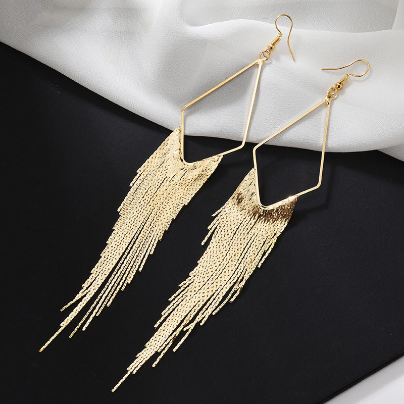 Bohemian Ethnic Diamond Tassel Earrings