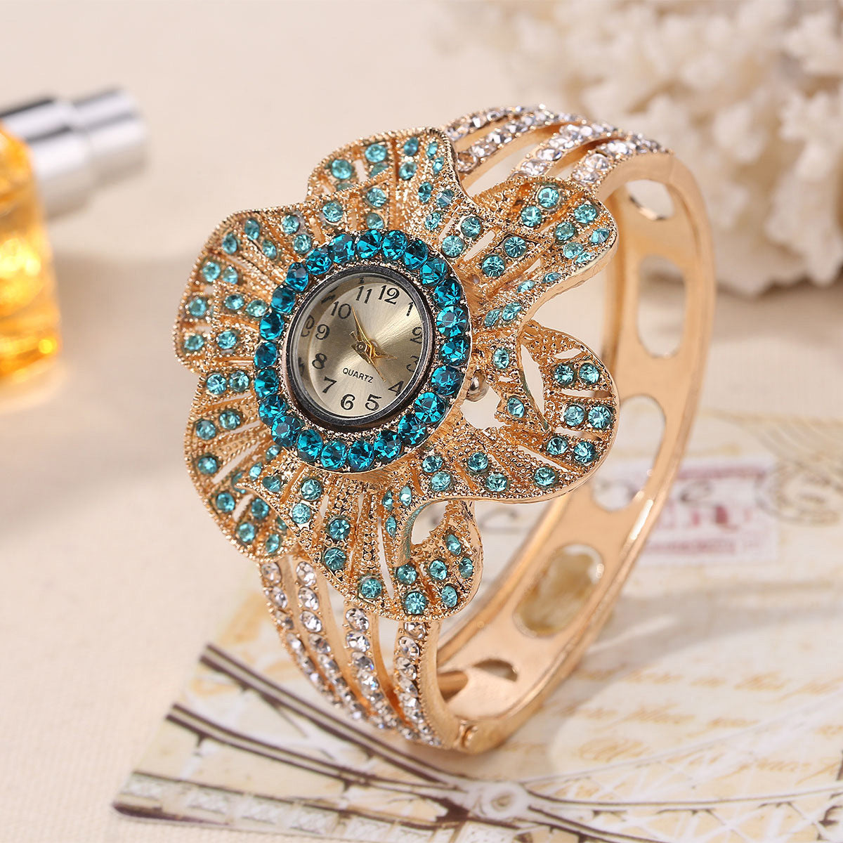 Personalized Rhinestone Bracelet Watch