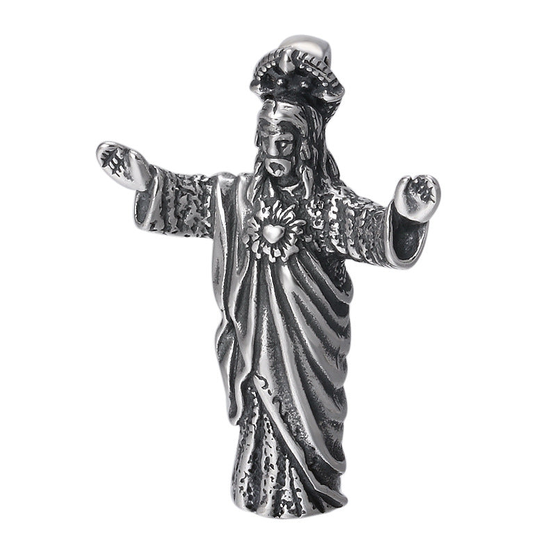 Sterling Silver Vintage Distressed Jesus Pendant