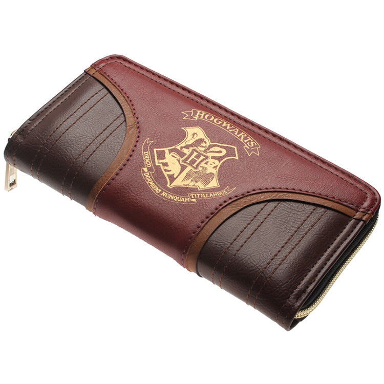 Zipper Wallet Brown Pu Leather Long Wallet
