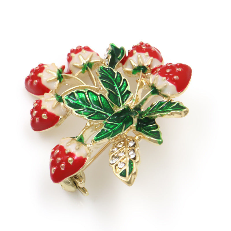 Dripping Oil Plating Strawberry Brooch